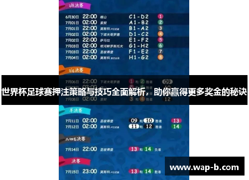 世界杯足球赛押注策略与技巧全面解析，助你赢得更多奖金的秘诀