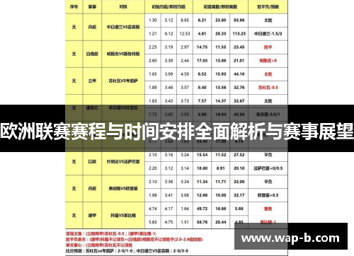欧洲联赛赛程与时间安排全面解析与赛事展望